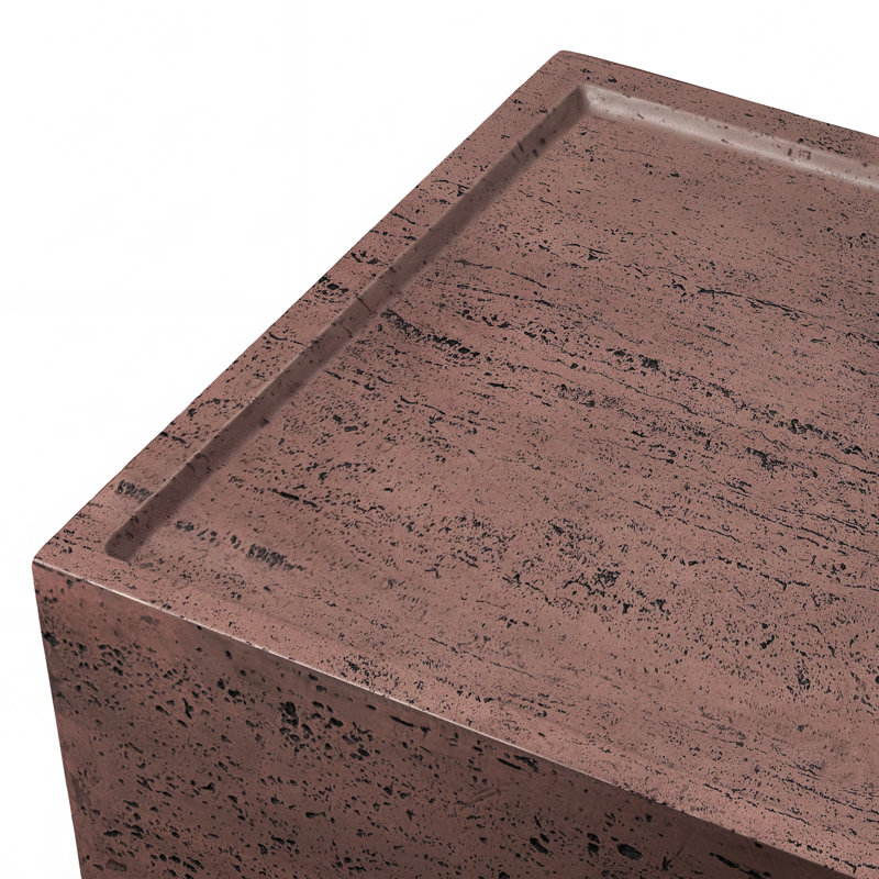 28'' Magnesium Oxide Outdoor Coffee Table with Natural Stone Textured Surface, Square, Rust Red