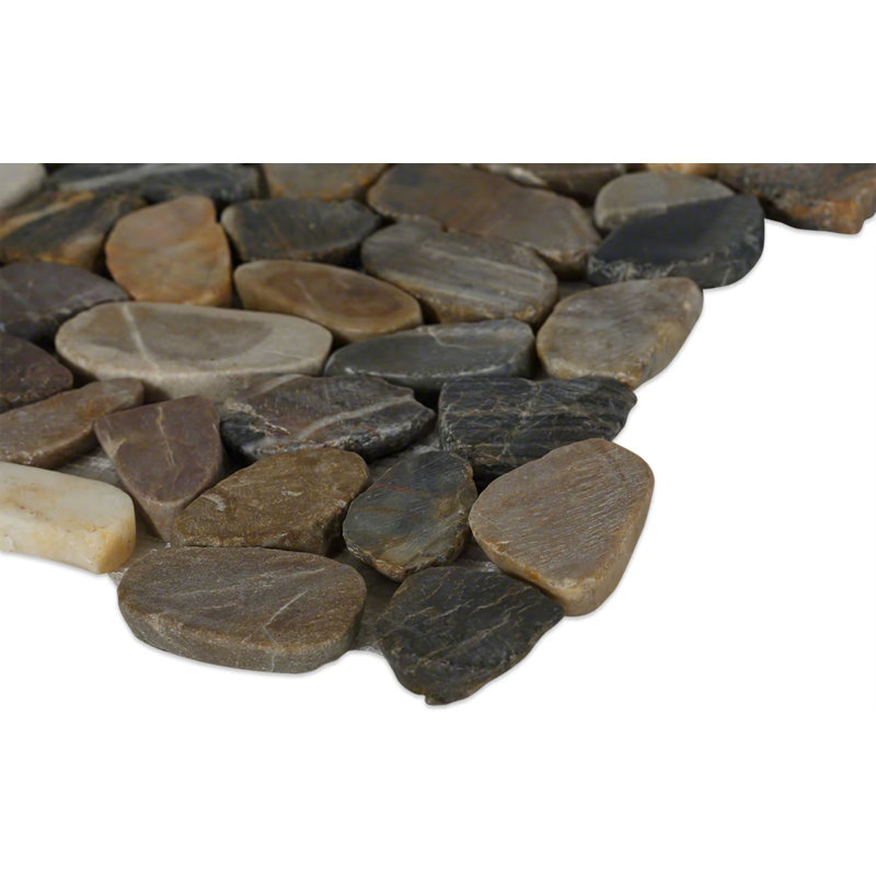 Cobblestone Motley Brown Sliced Pebble Honed Mosaic Tile, Motley Brown