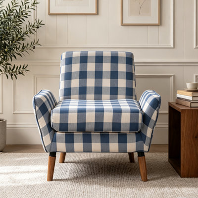 Upholstered Accent Armchair with Rubber Wood Legs