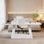 Bureau de direction spacieux, bureau d'ordinateur contemporain, bureau en faux marbre, table de salle à manger-708478846