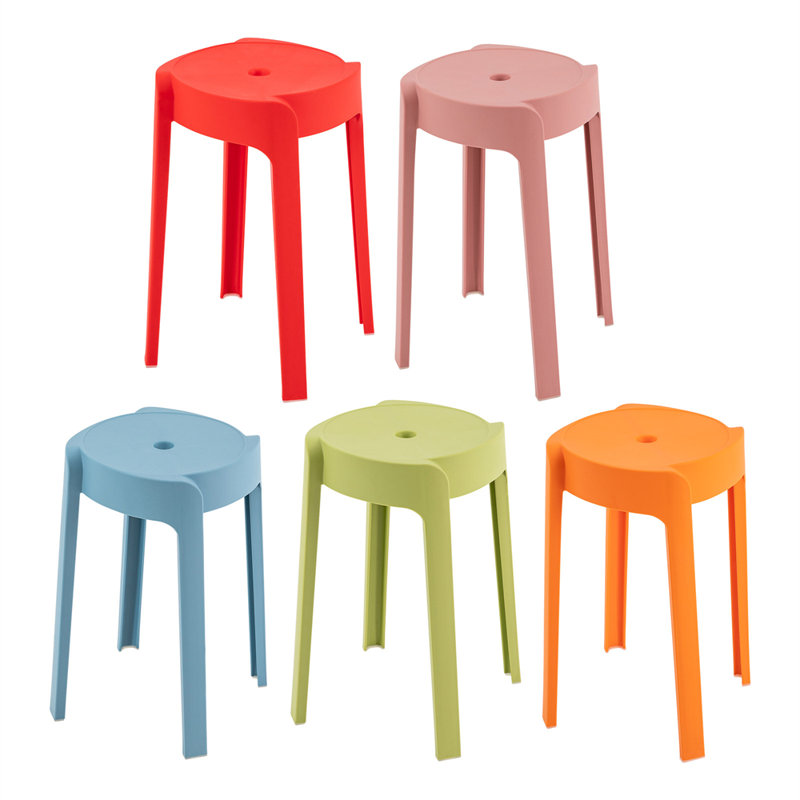 Tabouret rond en plastique portable, Multicolore
