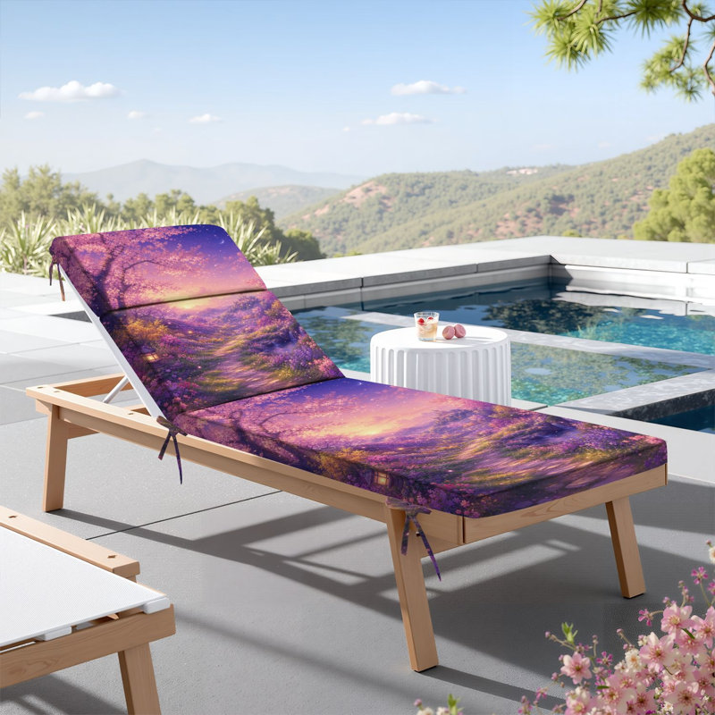  Coussin de patio pour l'extérieur 3 po Cherry Blossom Fantasy Garden Landscape Mauve Twilight Sky