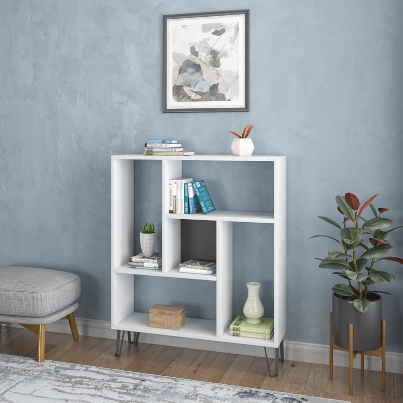 Jayvianna Geometric Bookcase, White/Anthracite