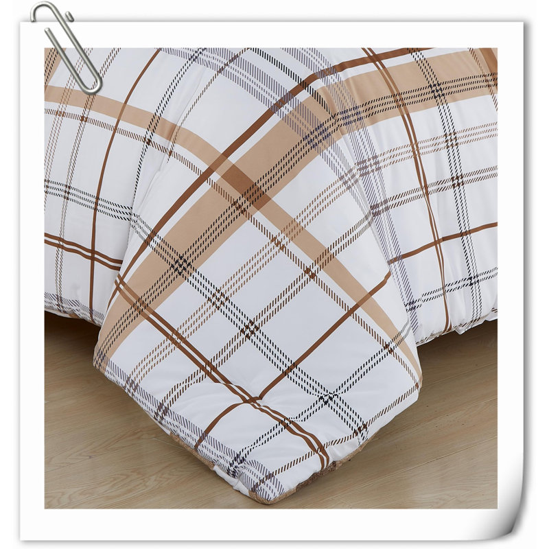 Quilts Machine Woven Quilt Set, White/Brown Plaid