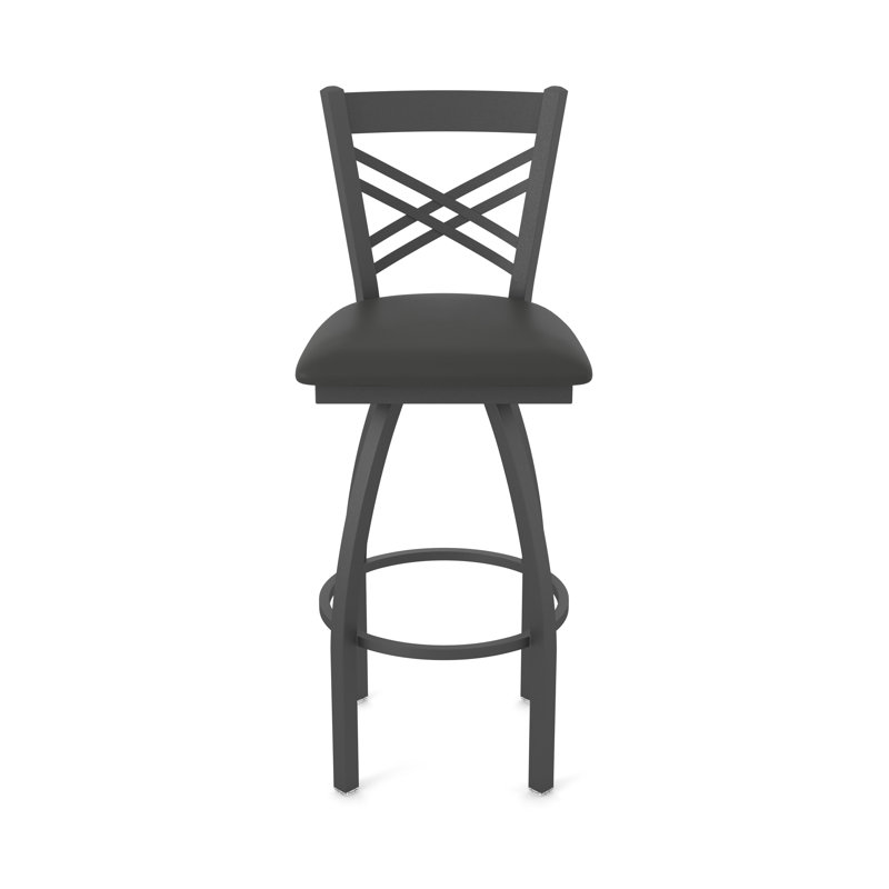 820 Catalina Swivel Stool, Pewter, Vinyl-Canter Iron, Bar Stool (30" Seat Height)