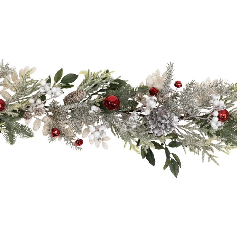 Frosted Pinecones And Berries Artificial Christmas Garland - 6' X 8" - Unlit