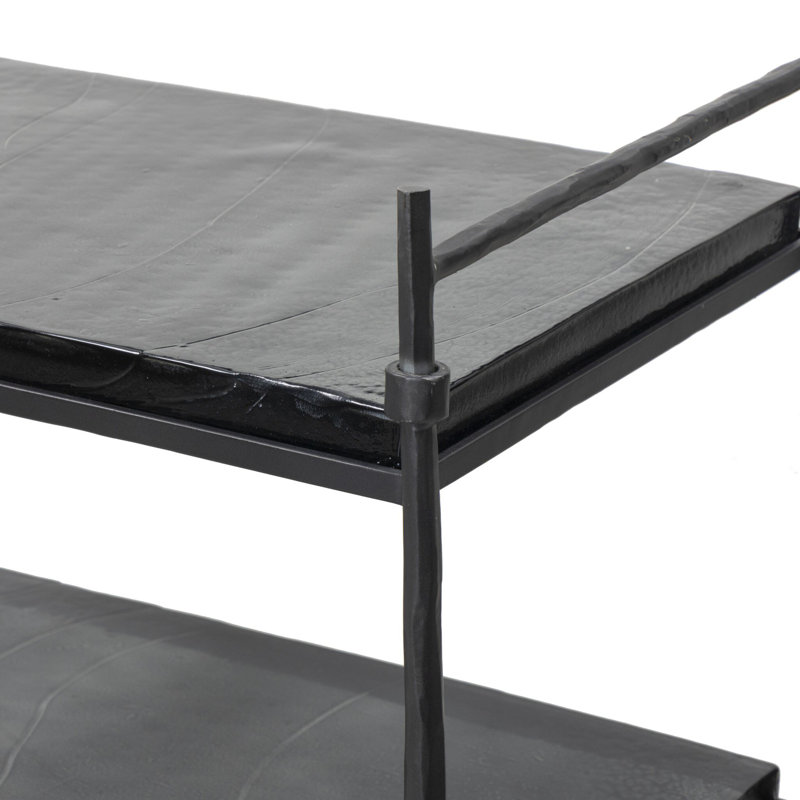 Teagan Bar Cart-Smoked Black Cast Glass