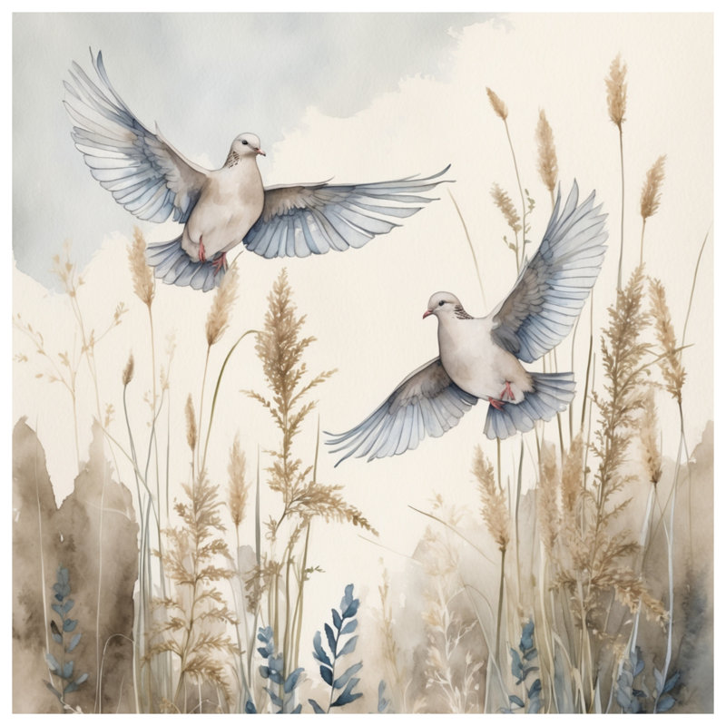 Doves Flying Over Grass Comforter, Twin Extra Long