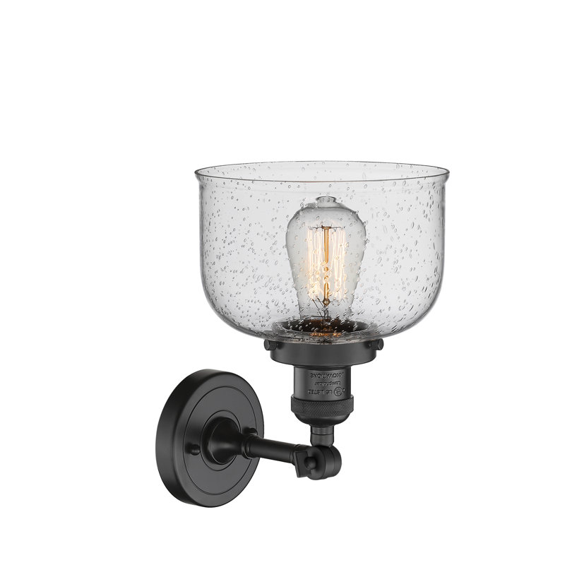 Handley Glass Semi Flush Mount, No Bulb Included, Seedy, Matte Black