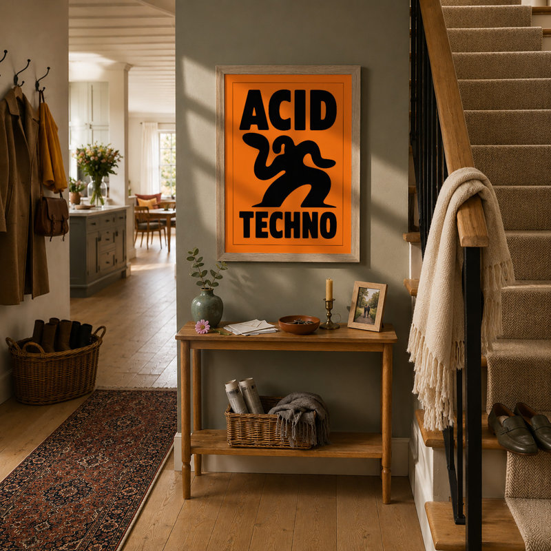 Acid Techno Typography - Print, A1 - 84.1 x 59.4 cm, Oak