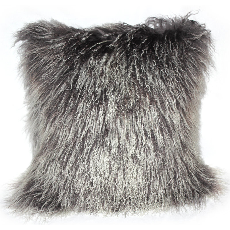 Wool Reversible Throw Pillow, Frosted Gray, Polyfill Insert