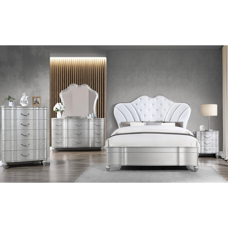 Chambre à coucher 3 Table de chevet au fini argent - élégante et pratique