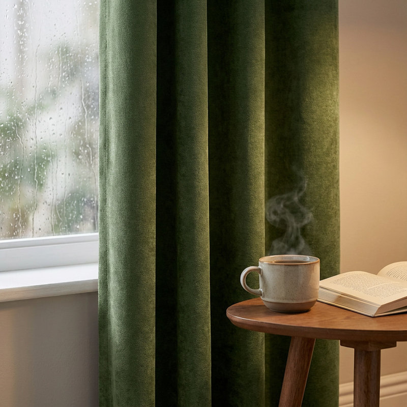 Double-Sided Chenille Curtains for Living Room Modern Window Treatment for Bedroom Blackout Curtains Drapes Room Darkening (Set of 2)