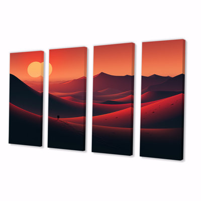 «Desert Sunrise Horizon On Mars Planet II - Desert», art mural 4 pièces