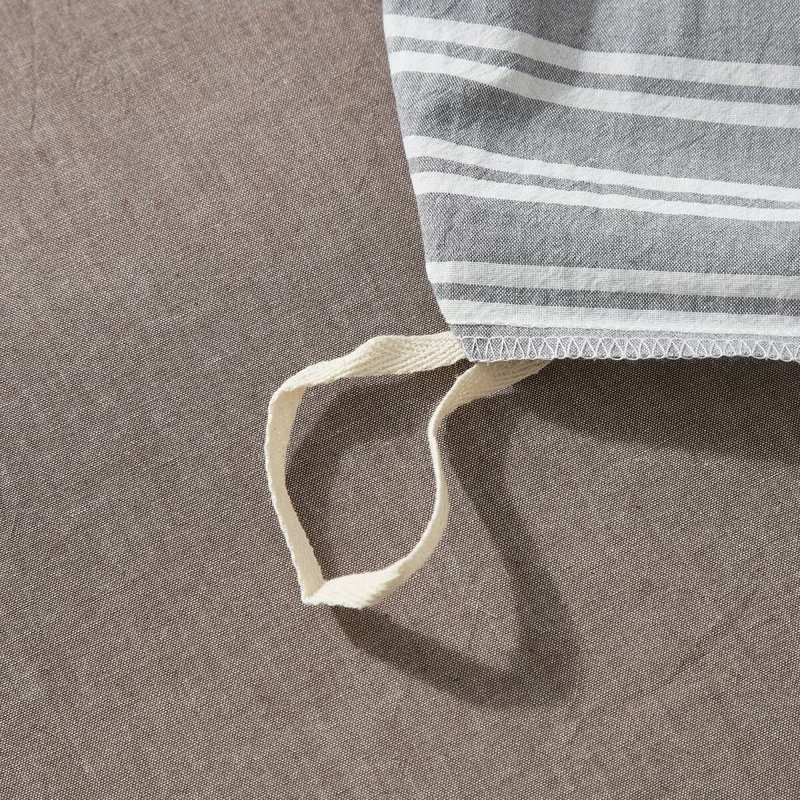 Ensemble de housse de couette à rayures XINMIANFANG, Housse de couette pour très grand lit et 2 taies , Gris clair / blanc