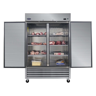 Gio  54 Inch Upright Freezer 49 Cu Ft Two Door Stainless Steel Reach-In Freezer with Adjustable Shelves and LED Lighting