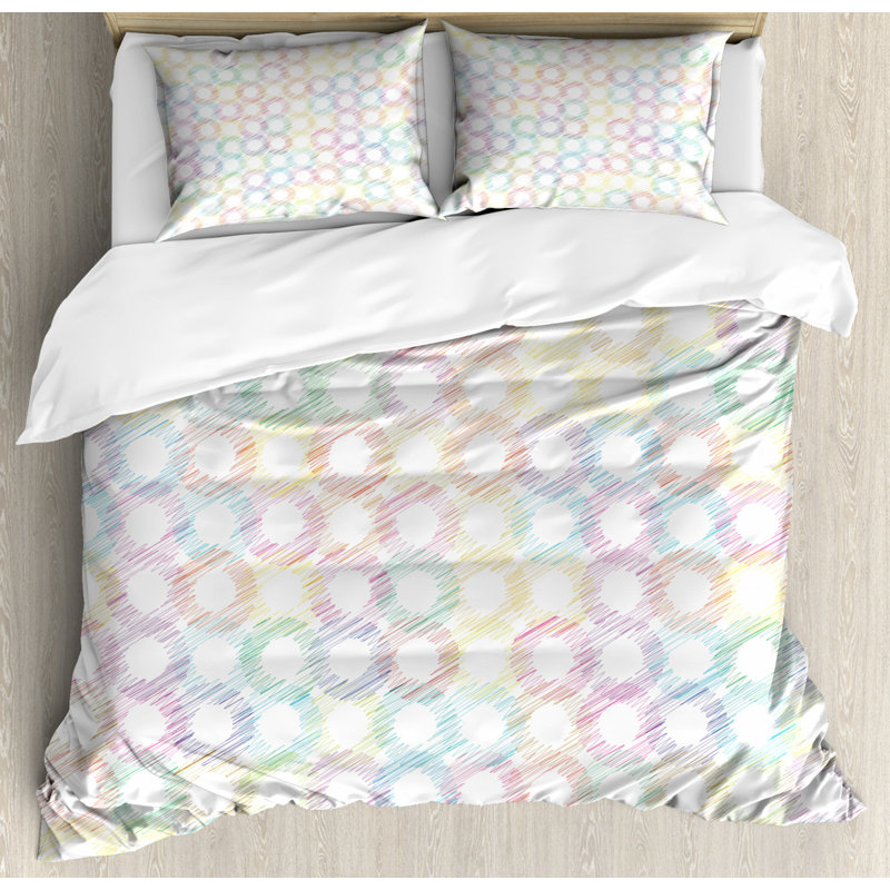 King Multicolor Microfiber Geometric Duvet Cover Set