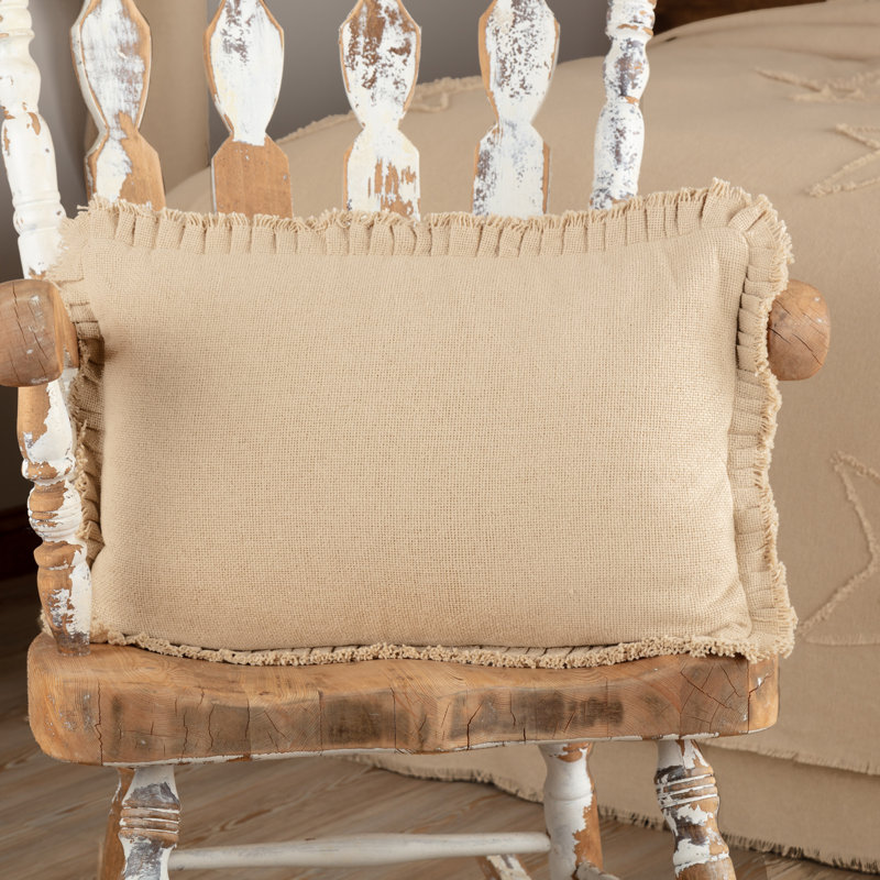 Burlap Natural Cotton Reversible Throw Pillow, Vintage Tan, Polyester