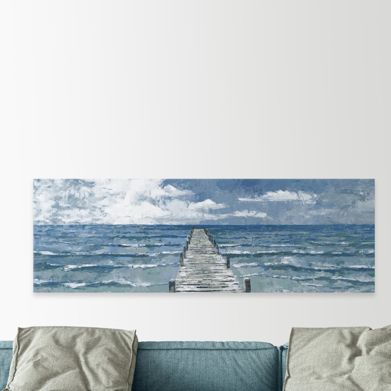 Rough Sea Waves - Wrapped Canvas Painting, 38cm H x 114cm W x 3.81cm D