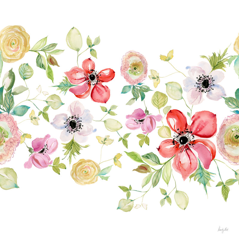 Spray Of Anemones Pattern IIA by Kristy Rice - Wrapped Canvas Painting, 51cm H x 51cm W x 3.8cm D