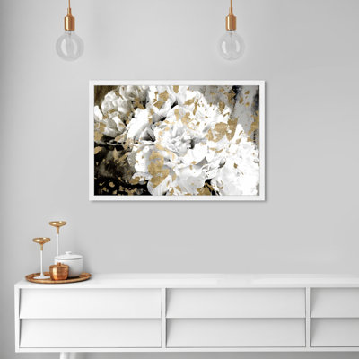 Fleur de gardénia blanche en or - peinture moderne glamour pour le salon