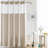 Clairece Geometric Tassels Shower Curtain with Snap-in Liner, No Hooks Required-333558045