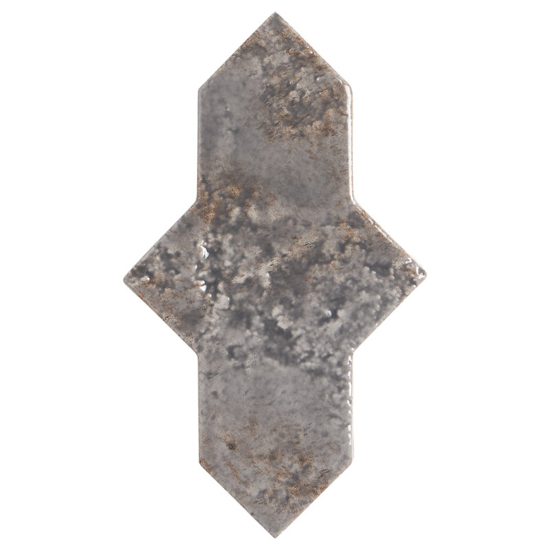Greta 4x8 T-Shaped Glossy Textured Porcelain Tile, Smoke Gray
