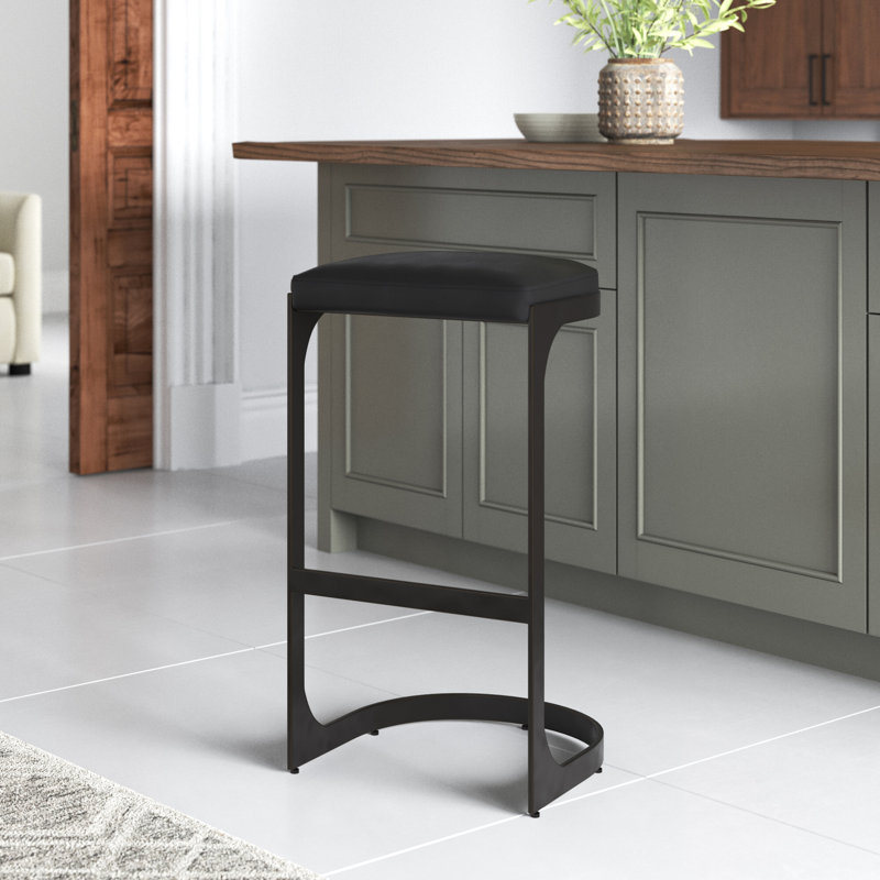 Bellesa Upholstered Counter Stool, Black, Bar Stool (31.5” Seat Height)