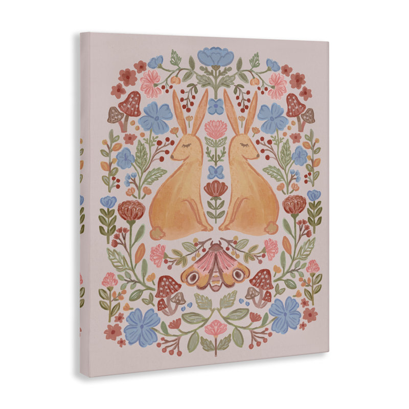  Autumnal Folk Rabbits Canvas Wall Art by Nina Muis Surface Design, 20" H x 16" W