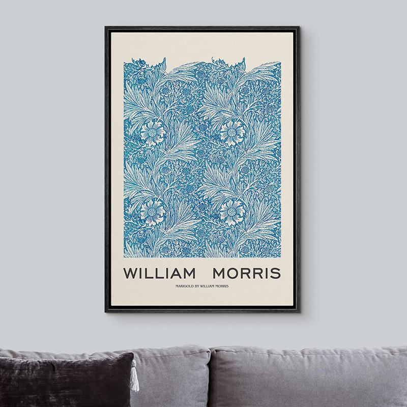 Art classique, reproduction d'art sur toile, fleurs de souci, par William Morris, Noir, H 24 po x l 16 po