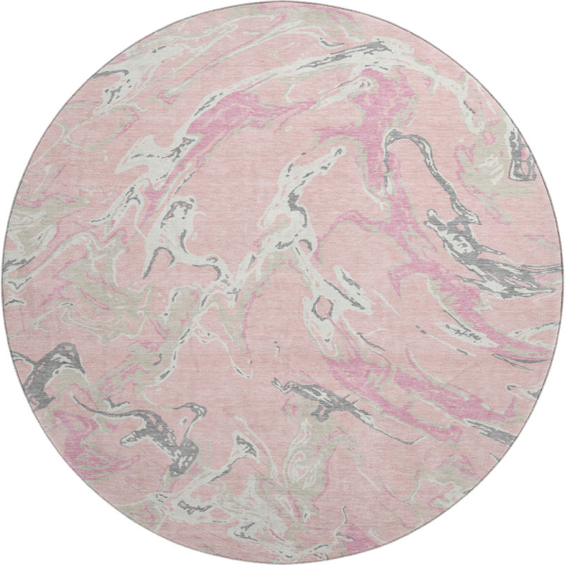 Premium Machine Washable Corum AMF1035 Abstract Rug, Round 8'