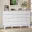 Commode cannelée à 12 tiroirs pour chambre à coucher, commode de 57 po de largeur avec poignée en métal, pieds de table robustes, grande commode de rangement pour le salon-208446826
