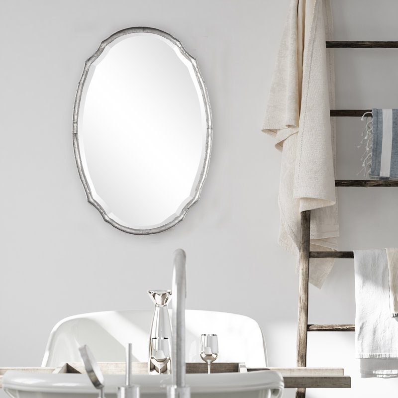 Avik Metal Oval Wall Mirror, Silver
