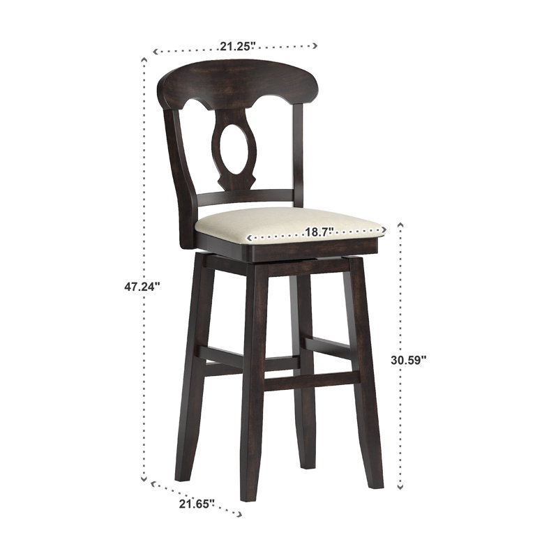 Tabouret de bar et de comptoir pivotant Fortville, Noir antique, Tabouret de bar (siège d'une hauteur de 30,59 po)