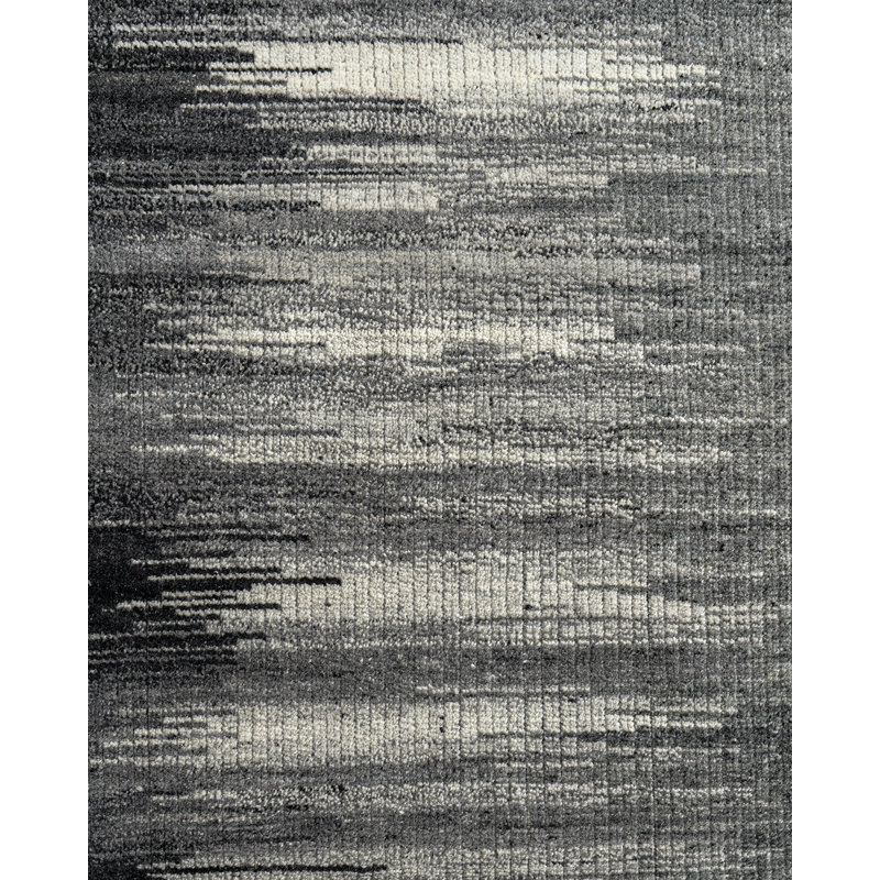 Zoe Rose Hi Lo Abstract Area Rug in Black/Charcoal Gray