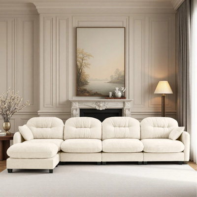 Canapé modulaire en L avec repose-pieds et canapé en chenille