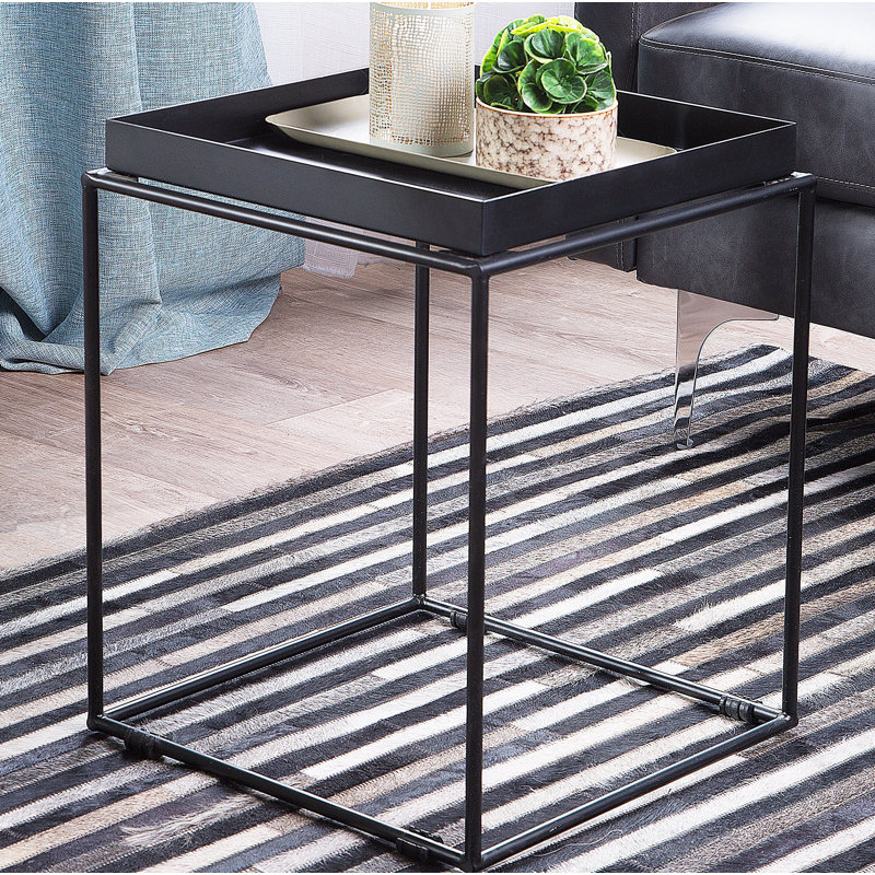 Malaya Tray Top Frame End Table, Black