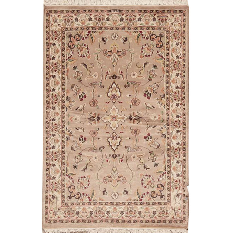 Hand-Knotted High-Quality Beige and Ivory Area Rug