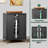 Rolling Media Cabinet on Wheels, 35.8" High AV Stereo TV Stand with 4 Adjustable Glass Shelves & Door, Heavy‑Duty Steel Frame Media Console for Living Room