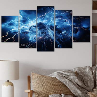 «Lightning Electrifiant Symphony», art mural sur toile, 5 panneaux