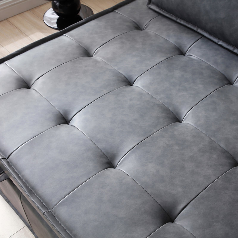 Versatile Linen Fabric Ottoman Sofa Bed with Multiple Functions for Comfortable Living, Dark Gray