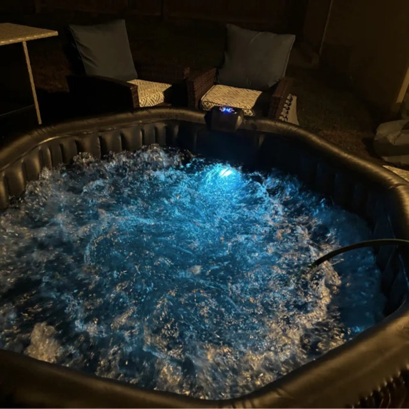 RELXTIME 5-7 Person Inflatable Hot Tub,Energy-saving Insulation Cover,Led Lamp, Portable Blow Up Hottub, Outdoor Spa With 130 Bubble Jets And Built In Heater Pump, 2 Filter Cartridges