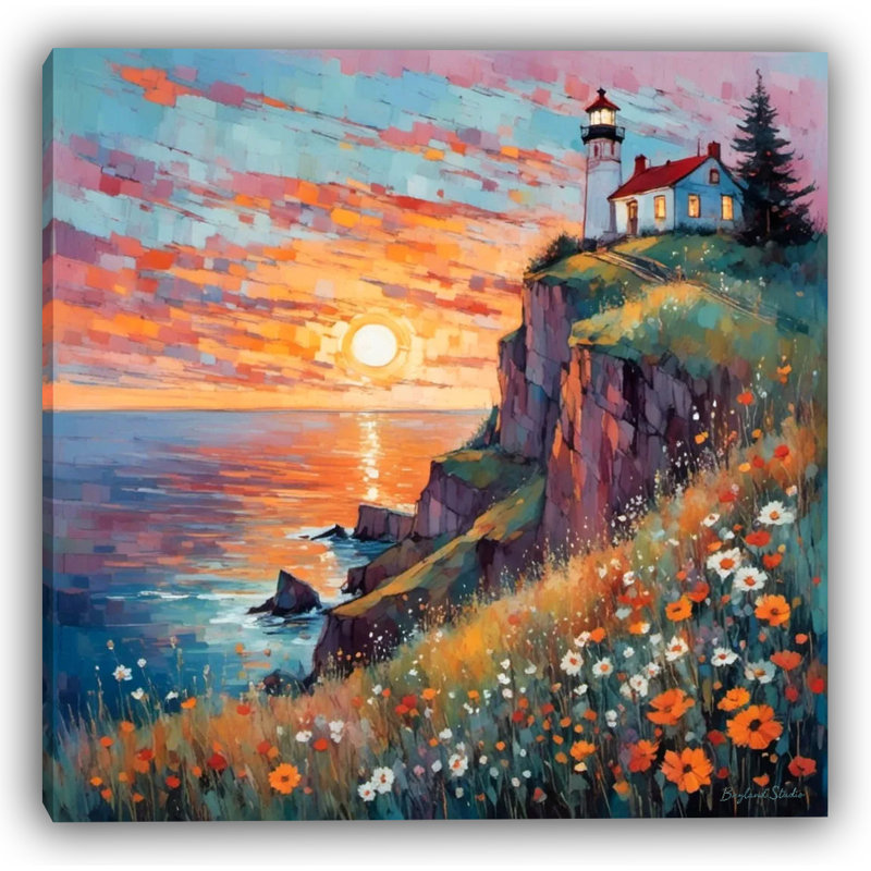«Vibrant Horizon Bloom», art mural sur toile tendue California Hills, H 12 po x l 12 po