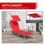 Heleena Folding Sun Lounger with Canopy, Portable Red