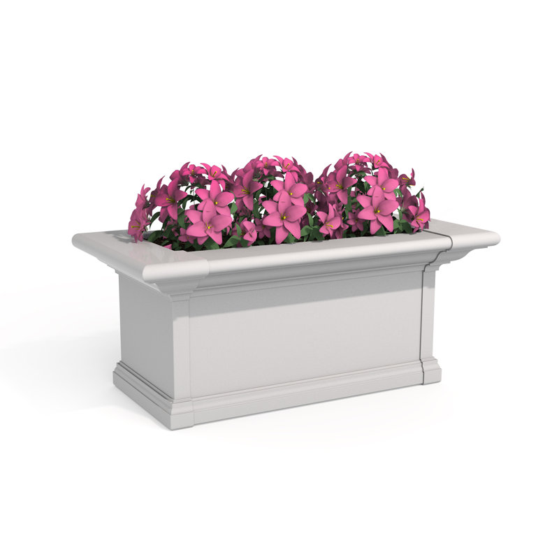 Anand Resin Window Box with Water Reservoir, White, 10" H x 24" W x 12" D