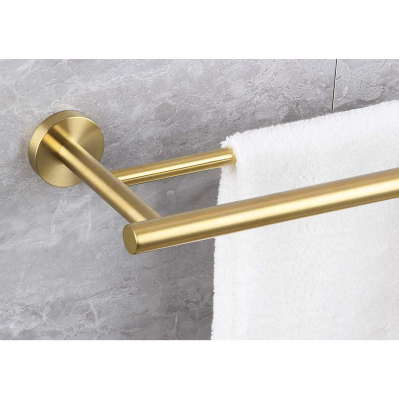 23.6'' Stainless Steel Brushed Gold Towel Bar - Wall Mounted,  For Bathroom, Bedroom, Laundry & Kitchen, Brushed Gold
