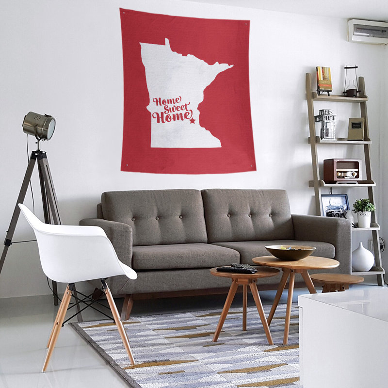 Tapisserie murale Home Sweet Minneapolis, H 104 po x l 88 po, Rouge