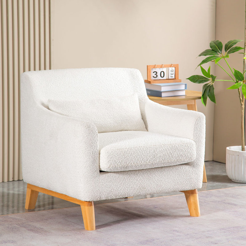 Fauteuil de 31 po de large Joele, Laine blanche