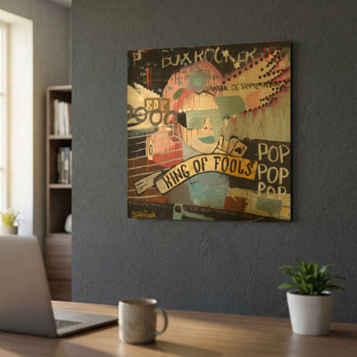 Art mural en métal «King of Fool» par Punk, 24 po x 24 po