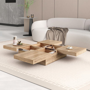 Extendable Storage Coffee Table With Hidden Compartments - Modern Mdf Center Table For Living Room